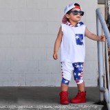 Kids Tie Dye Print Sleeveless Hooded Pants Suit GYMF-132