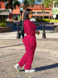 Solid Color Long Sleeve Zipper Pants Suit YD-049
