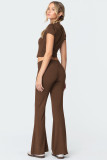 Solid Color Sleeveless Two Piece Pants Set YD-8818