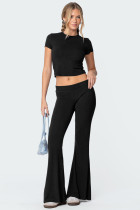 Solid Color Sleeveless Two Piece Pants Set YD-8818
