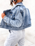 Loose Wash  Raw Edge Denim Coats GYAN-8960