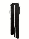 Print V Neck Loose Long Shirt Drawstring Trouser Set GYSL-006