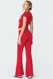 Solid Color Sleeveless Two Piece Pants Set YD-8818