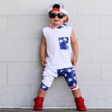 Kids Tie Dye Print Sleeveless Hooded Pants Suit GYMF-132