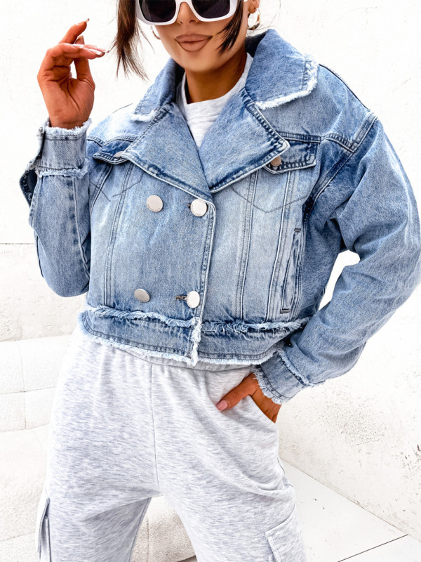 Loose Wash  Raw Edge Denim Coats GYAN-8960