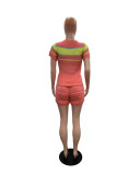 Color Block Short Sleeve Sweater Shorts Set QXTF-8105