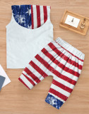 Kids Tie Dye Print Sleeveless Hooded Pants Suit GYMF-132