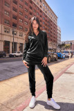 Solid Color Casual Stand Up Two Piece Pants Set YD-8821