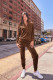 Solid Color Casual Stand Up Two Piece Pants Set YD-8821