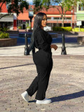 Solid Color Long Sleeve Zipper Pants Suit YD-049