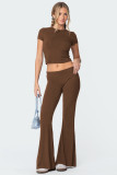 Solid Color Sleeveless Two Piece Pants Set YD-8818