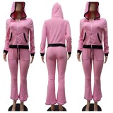 Casual Zipper Hooded Long Sleeve Pants 2 Piece Set YD-047