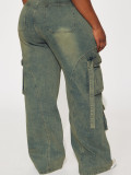 Fashion Loose Washed Wide Leg Jeans GKNF-11039