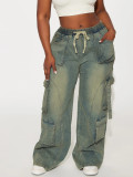 Fashion Loose Washed Wide Leg Jeans GKNF-11039