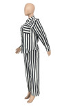 Stripe Shirt Loose Long Sleeve Two Piece Pants Set WSYF-5968