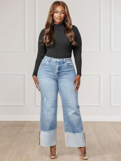 Fashion Solid Color Wash Loose Jeans OD-6829
