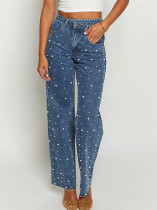 Pearl Washed Straight Jeans GKNF-11036