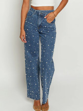 Pearl Washed Straight Jeans GKNF-11036