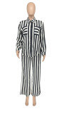 Stripe Shirt Loose Long Sleeve Two Piece Pants Set WSYF-5968