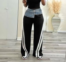Denim Patchwork Loose Straight Pants LSD-2334