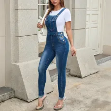Fashion Denim Pencil Overall Jumpsuit GKNF-11052