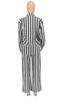 Stripe Shirt Loose Long Sleeve Two Piece Pants Set WSYF-5968