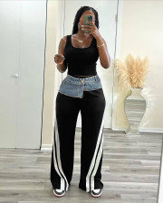 Denim Patchwork Loose Straight Pants LSD-2334