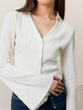 Solid Slim Cardigan Flare Sleeve Tops GZJF-2588