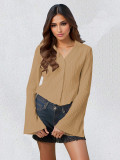 Solid Slim Cardigan Flare Sleeve Tops GZJF-2588