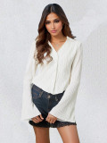 Solid Slim Cardigan Flare Sleeve Tops GZJF-2588