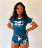 Print Tight Short Sleeve Shorts 2 Piece Set GFCF-1319
