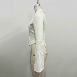 Solid Slim Cardigan Flare Sleeve Tops GZJF-2588