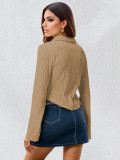 Solid Slim Cardigan Flare Sleeve Tops GZJF-2588