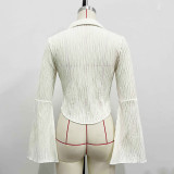 Solid Slim Cardigan Flare Sleeve Tops GZJF-2588