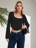 Sexy Solid Color Flare Sleeve Top GZJF-2589