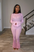 Lace See Through Long Sleeve Pants Suit QXTF-5100