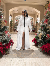 Split Long Shirt Dress And Shorts 2 Piece Set(With Neckties) SFY-632