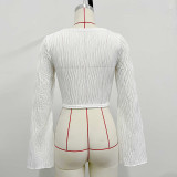 Sexy Solid Color Flare Sleeve Top GZJF-2589