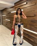 Fashion Print Flare Jeans MEM-88621