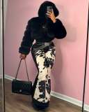 Fashion Print Flare Jeans MEM-88621