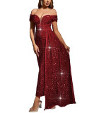 Sequin One Shoulder Sleeveless Maxi Dress GOSD-7036