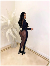 Mesh Patchwork Tight Jumpsuit CHY-1354