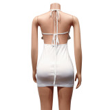 Hot Drill Tie Up Backless Club Dress GOSD-6861
