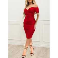 Solid Color One Shoulder Midi Dress GOSD-6984