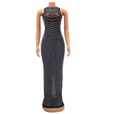 Mesh Hot Drill See Through Club Dress GOSD-6777