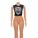 Letter Print Loose Sleevless Tank Tops GOSD-1276