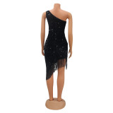 Sequin Tassel Irregular Midi Dress GOSD-6936