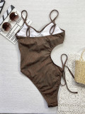 Solid Color Hollow Out One Piece Swimsuit CSYZ-G106R