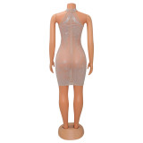 Mesh Hot Drill See Thourgh Nightclub Bodycon Dress GOSD-6681