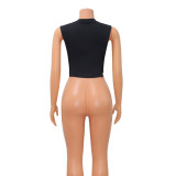 Letter Print Loose Sleevless Tank Tops GOSD-1276